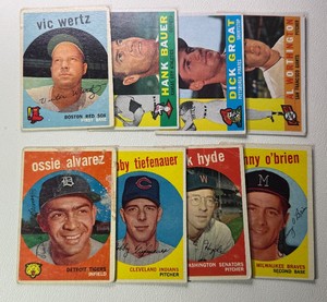 1959-60 Topps 8-Card Vintage Baseball Card Lot
