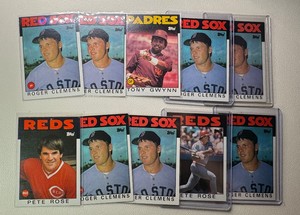 10-Card 1986 Topps Baseball Star Card Lot