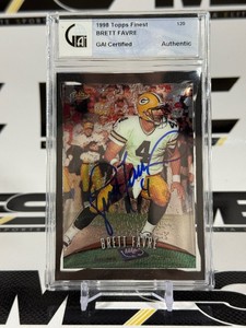Brett Favre Autograph w/ GAI Authenticity Slab 1998 Topps Fines #120 Green Bay Packers Football Card