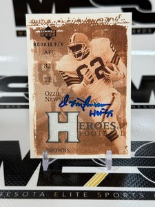 Ozzie Newsome Autograph w HOF Inscription Game-Used Jersey Football Card