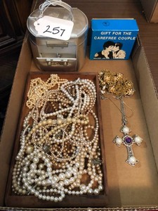Earrings and necklaces