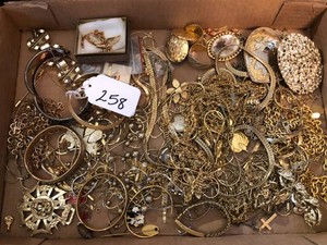 Gold colored jewelry - bracelets, necklaces, belt buckles some vintage