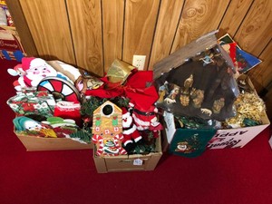 Assorted Christmas decorations - some vintage 3 boxes of