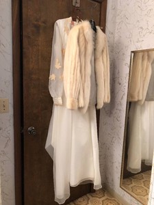 Ribnik fur jacket and vintage wedding dress