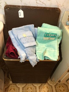 Hamper with bath towels, many new