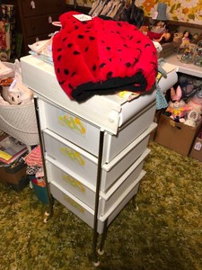 Childrens clothes, lady bug costume, baby book and organizer