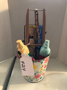 Ohio Art metal pail with childrens items
