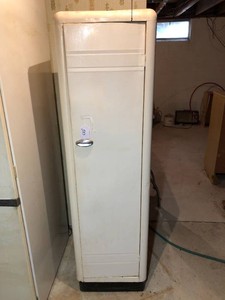 Metal jelly cupboard LOCATED IN BASEMENT