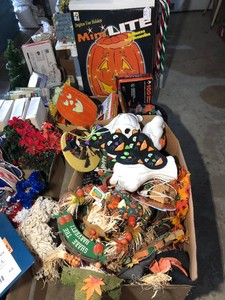 Large assortment of Halloween decorations, some vintage