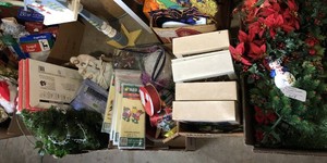 Christmas decorations, some vintage 4 boxes of