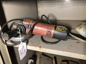 Tool Shop grinder, drills all on top shelf
