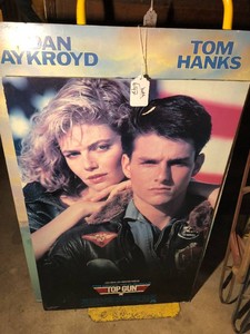Cardboard pictures of Top Gun and Dragnet