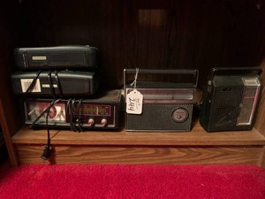 Collection of radios, some Panasonic