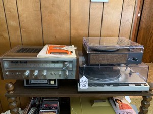 Stereo player, record player, receiver and shelf Pioneer, Realistic, Wockoder and Technics