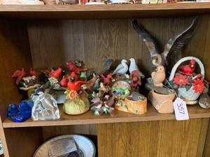 Bird collection all on shelf