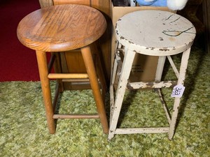 Metal and wood stools (2)