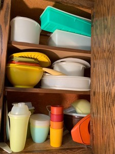 Tupperware all in cupboard