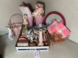 Collection of pink items - vases, lamp and more