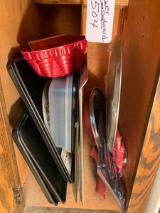 Kitchen utensils and baking items, some new