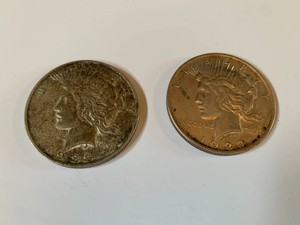 1922 and 1923 silver Peace dollars