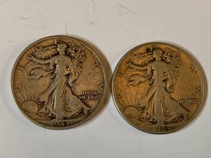 1943 and 1944 Walking Liberty silver half dollar