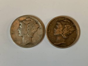 1936 and 1942 Winged Mercury dimes