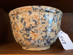 No. 7 spongeware pottery bowl