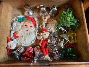Vintage Christmas decorations all in top 2 drawers