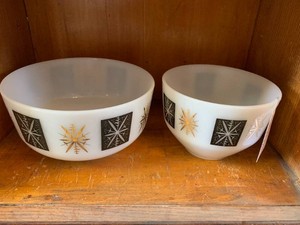 Federal Glass atomic snowflakestarburst bowls