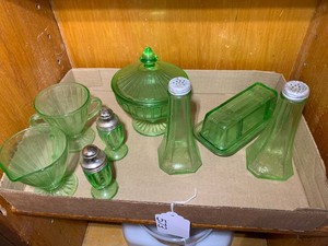 Green depression glassware