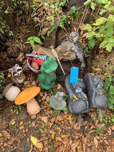 Garden statuary, plastic and ceramic