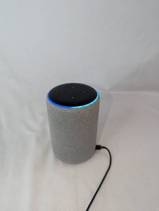 Amazon Echo Alexa Smart Speaker  Gray Fabric, Blue Light Ring & Power Cord