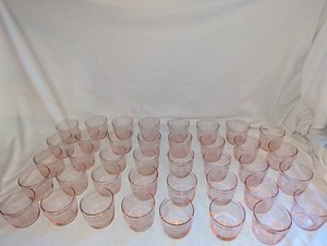 38 IKEA Pink Swirl Drinking Glasses  Short Tumblers, Made in France