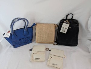 NWT 5-Piece Handbag Lot  One Wow Now Blue Tote, Studded Tan Bag & Coco  Carmen Bags