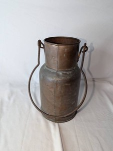 Rustic Copper-Tone Milk Can Vase with Metal Swing Handle  Approximately 12 Tall