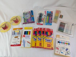 NIB Art & School Supply Lot  Colored Pencils, BIC & Pilot Pens, Metallic Markers & Sharpeners