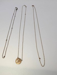 3-Piece .925 Sterling Silver Necklace Lot, Chains Knotted  L Initial Pendant & Two Fine Chains, 3.7grams total