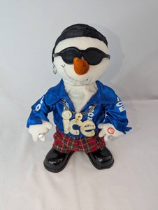 Animated Rapper Snowman  Blue Jacket, Sunglasses & Ice Necklace, Untested