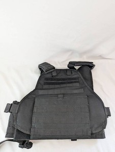 Black Tactical Plate Carrier Style Vest with MOLLE Webbing & Adjustable Straps, No Plates