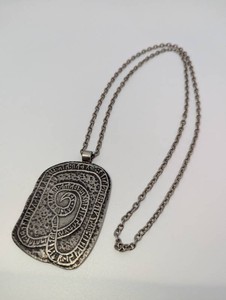 Affa Alex Swedish 50s-60s Pewter Norse-Style Runic Serpent Pendant Necklace