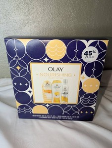 NIB Olay Nourishing 3-Piece Holiday Gift Set  Shea Butter & Manuka Honey Body Wash Collection