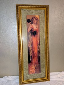 Vintage Ornate Framed Edwardian Era Pabst Brewing 1914 Autumn Beauty C. Allan Gilbert Print