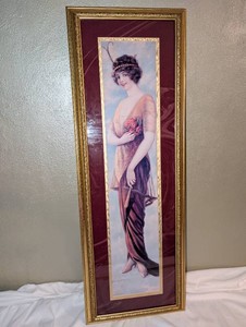 Alfred Everitt Orr Lady with Roses Framed Print  Pabst Brewing Co. Artwork in Ornate Frame