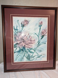 Vanguard Studios Framed Textured Floral Artwork  Pink & Teal