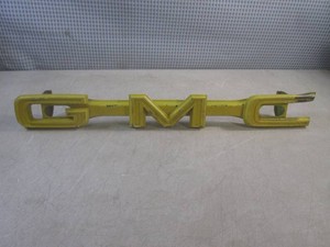 (D-3) Vintage GMC Truck Grill Emblem Painted Yellow 26 Long