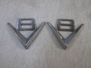 (F-0) Pair of Vintage 1951 Ford F1V8 Emblems