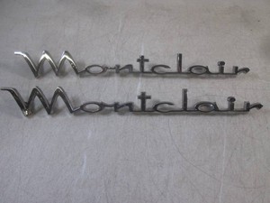 (F-0) Pair of Vintage 1964 Mercury Montclair Script Fender Emblems #54291A36