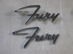 (F-0) Pair of Vintage 1965-1967 Plymouth Fury Script Emblems #2524233