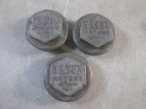 (BSB) 3 - 1910s - 1920s Essex Motors Grease Dust Center Wheel Covers