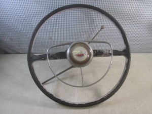 (FS) 1950 Shoebox Ford 2-Door Steering Wheel Complete with Horn Ring, Center Badge and Shifters